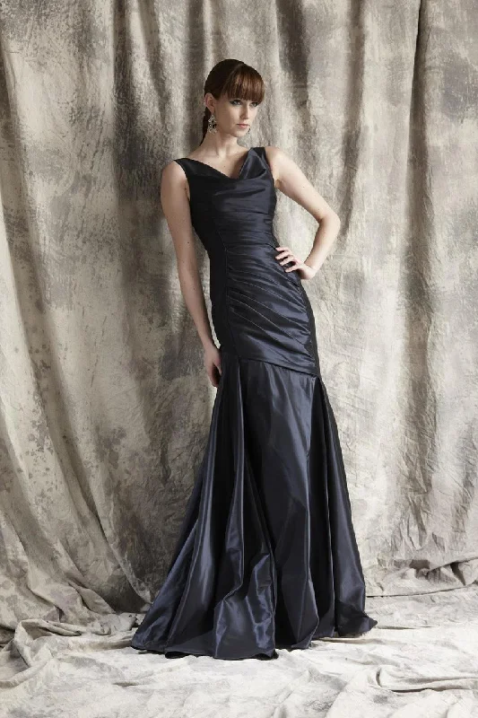 Formal Dress for QuinceañerasTheia - 881252SC Cowl Neck Pleated Taffeta Long Gown