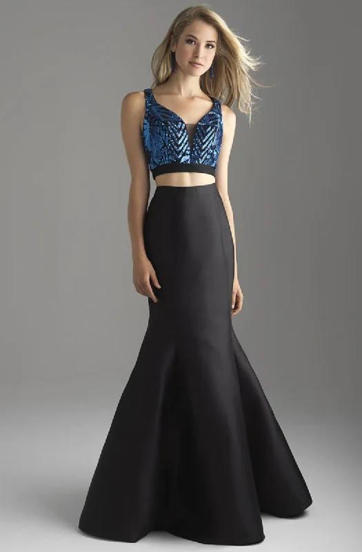 Formal Dress for Day WeddingsMadison James - 18-637SC Sequined Two Piece Plunging V-Neck Gown