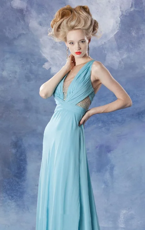 Formal Dress for Summer WeddingsTheia - 881559SC Sleeveless Illusion Cutout Ruched Long Gown