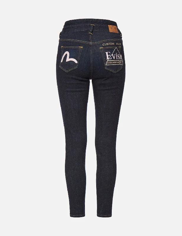 women's denim jeans for pear-shaped bodiesSeagull and Logo Print Skinny Jeans