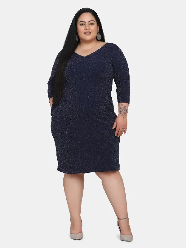 bodycon party dressesShimmery Stretch Party Dress-Navy Blue