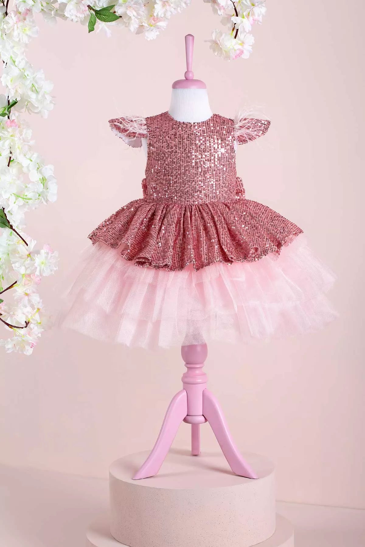 flutter-sleeve party dressesNicole Pink Party Dress