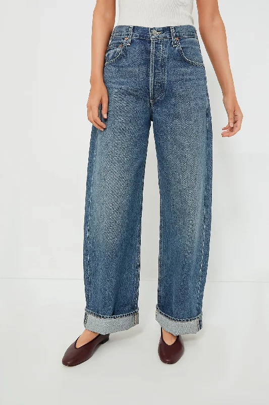 women's denim jeans with belt loopsBrielle Ayla Baggy Cropped