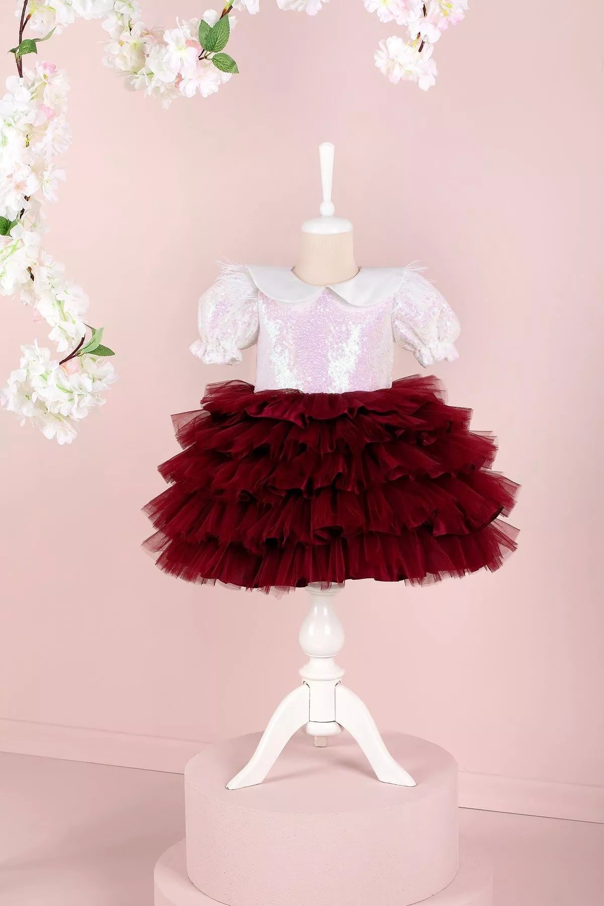 neon party dressesHelena White & Burgundy Party Dress