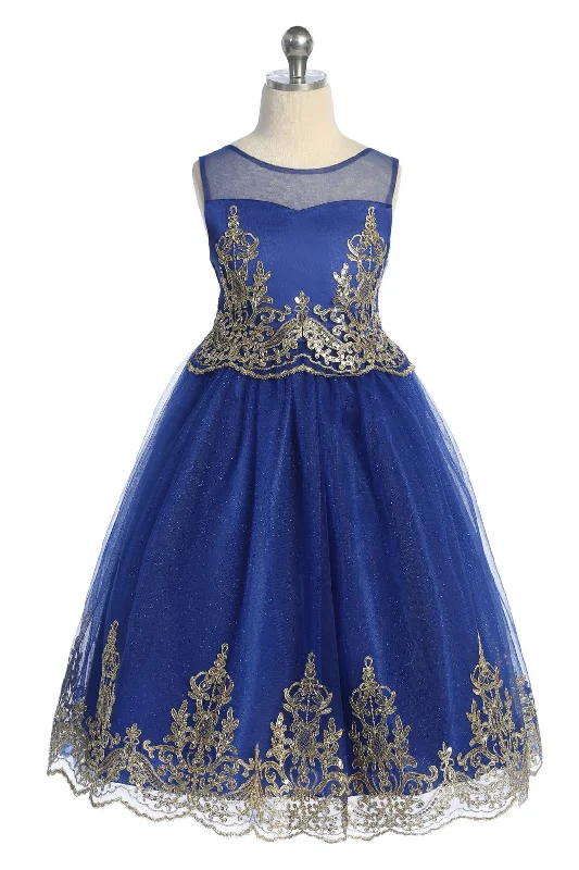 chic party dressesGold Cording Embroidery Girl Party Dress by AS552 Kids Dream - Girl Formal Dresses