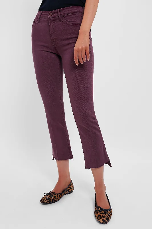 women's denim jeans with distressed thighsMauve Wine The Insider Crop Step Fray