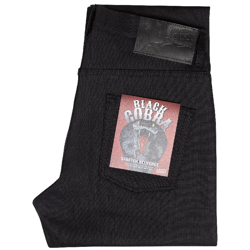 women's denim jeans with raw hemsEasy Guy - Black Cobra Stretch Selvedge