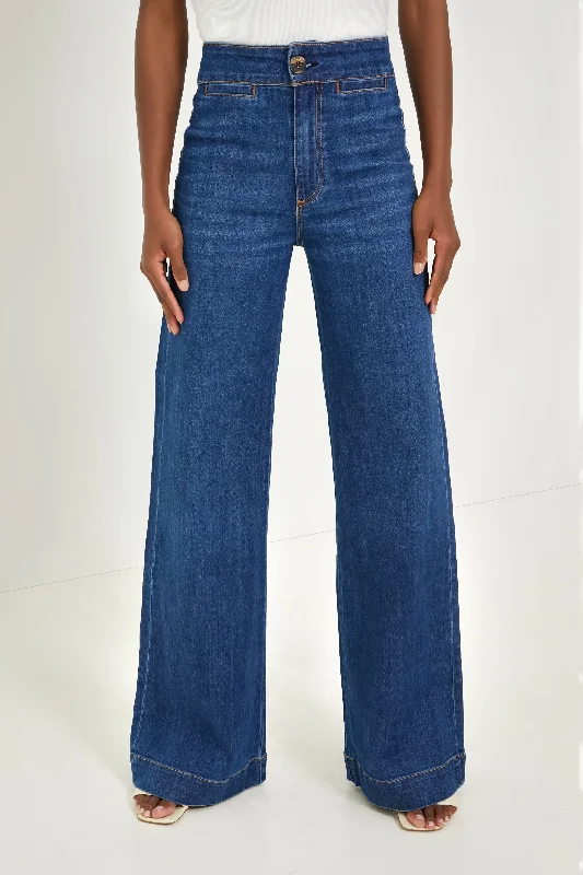 women's blue denim jeansMercury Brighton Wide Leg Pant