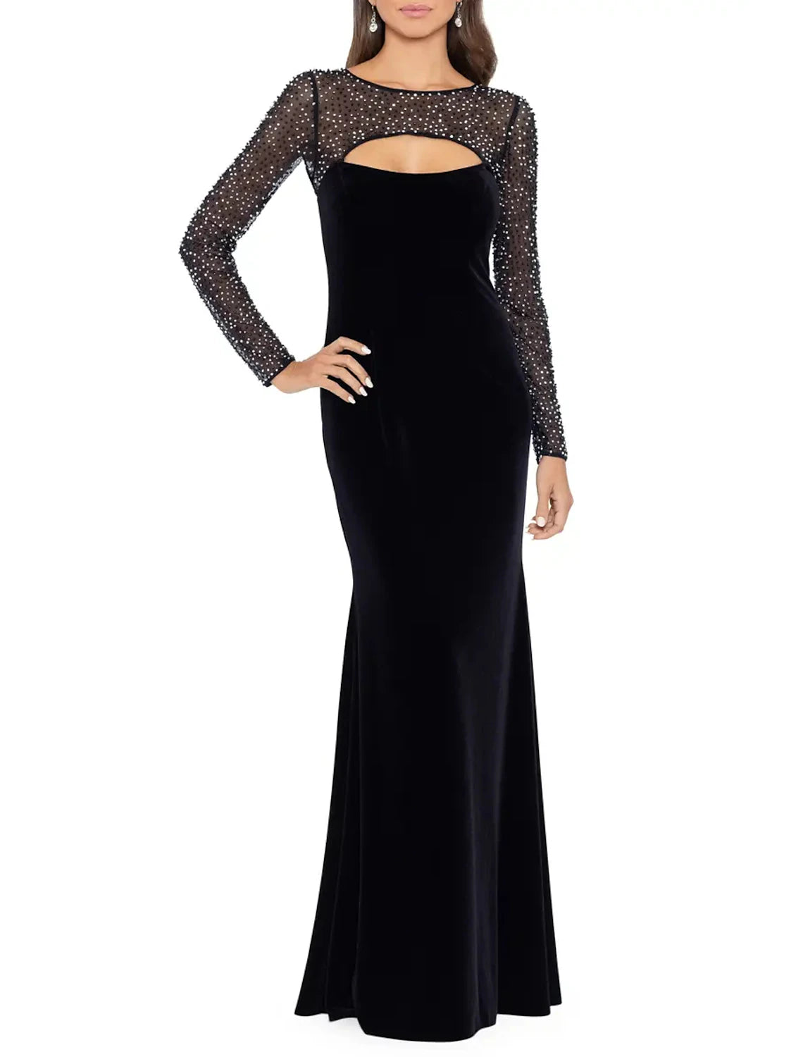 bohemian party dressesSheath / Column Evening Gown Elegant Dress Formal Floor Length 3/4 Length Sleeve Jewel Neck Stretch Fabric with Rhinestone Beading