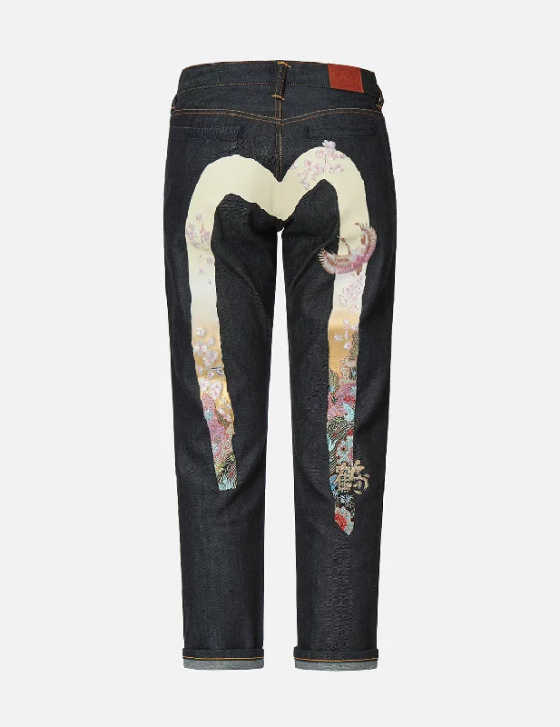 women's denim jeans for a casual FridayCrane Embroidered Gradated Daicock Boyfriend Jeans