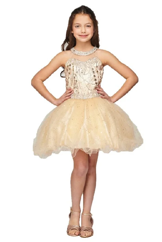 maxi party dressesHalter Rhinestone Tulle Girl Party Dress by Cinderella Couture USA 5090