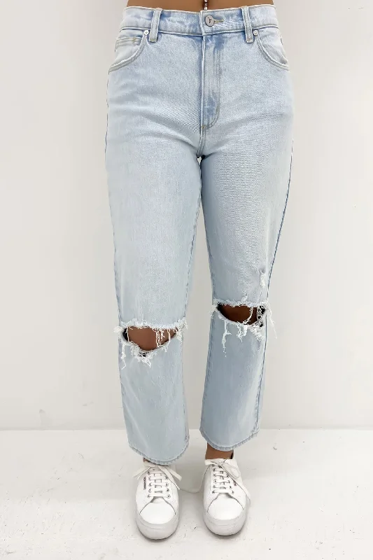 women's denim jeans with belt loopsA 95 Straight Crop Jean Faye Rip