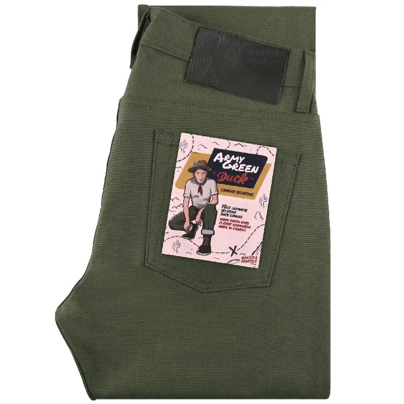 women's cropped denim jeansWeird Guy - Army Green Duck Selvedge