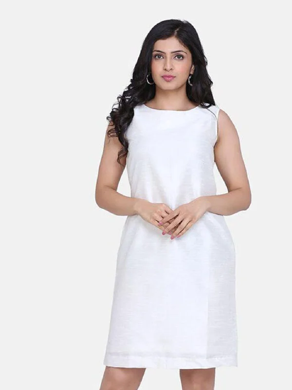 cotton party dressesDupioni Party Sheath Dress - Creamy White