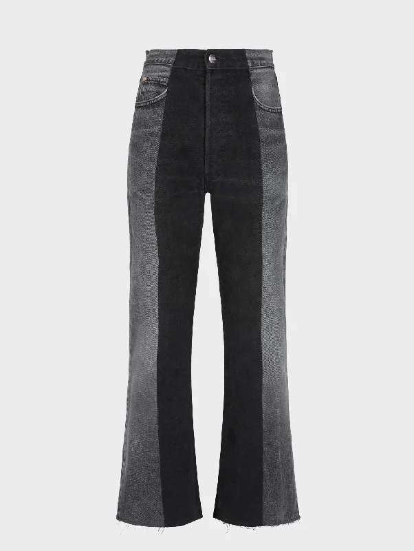 women's denim jeans with rhinestonesFlare Jean Charcoal Grey/Black