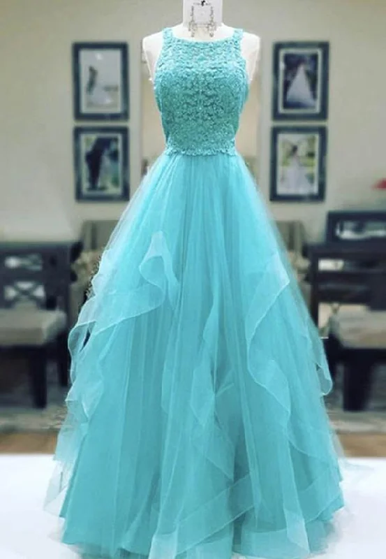 mini party dressesStylish tulle lace long prom dress evening dress M801