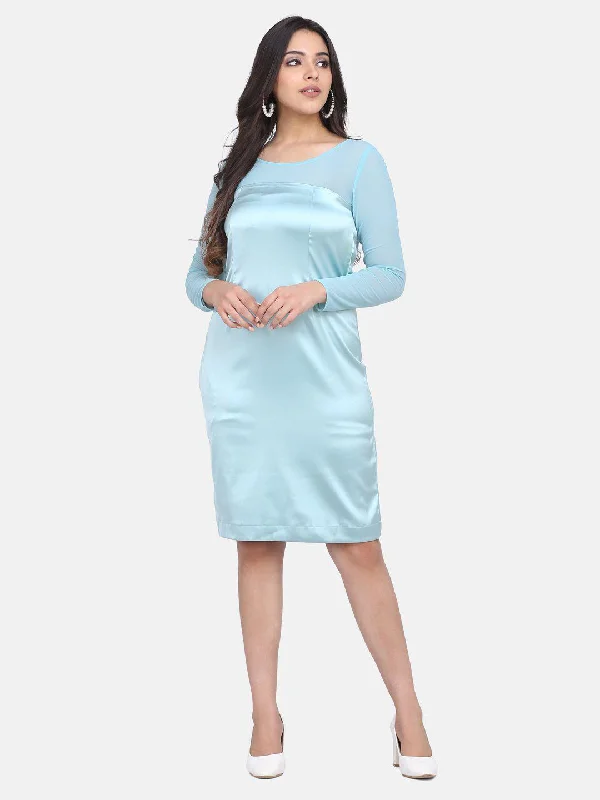 lace-up party dressesStretch Satin Party Dress - Sea Green