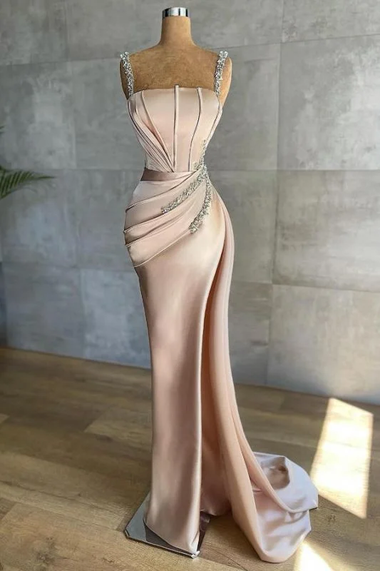 ruffle party dressesStunning Sleeveless Mermaid Evening Dress Sparkly Crystal Slim Prom Dress M5570