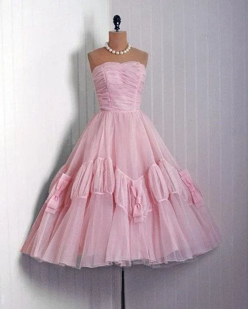 statement-making party dressesvintage pink tulle 50's prom dress Evening Dress M6032