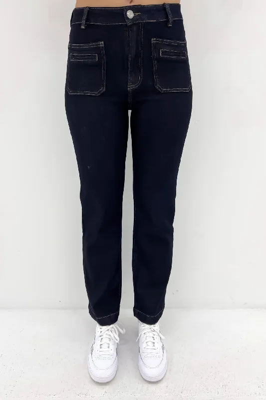 women's denim jeans with button-fly closureKathryn Jean Dark Blue