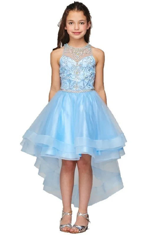 breathable party dressesHalter Pearl Jewel Beaded Tulle Girl Party Dress by Cinderella Couture USA AS5101