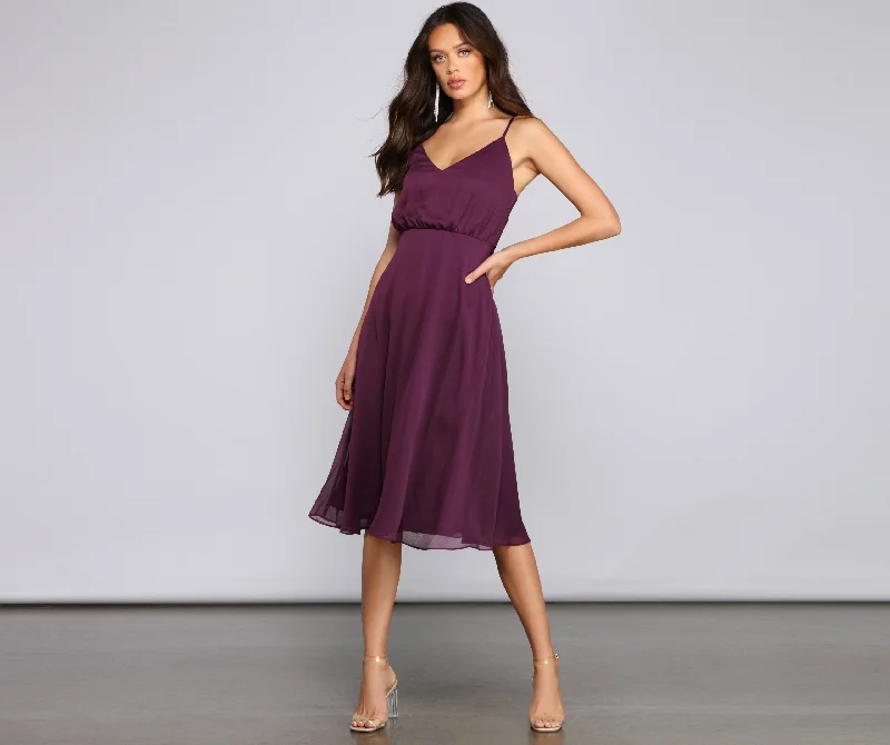 body-hugging midi dressesMaggie Formal Chiffon Charming A-Line Midi Dress