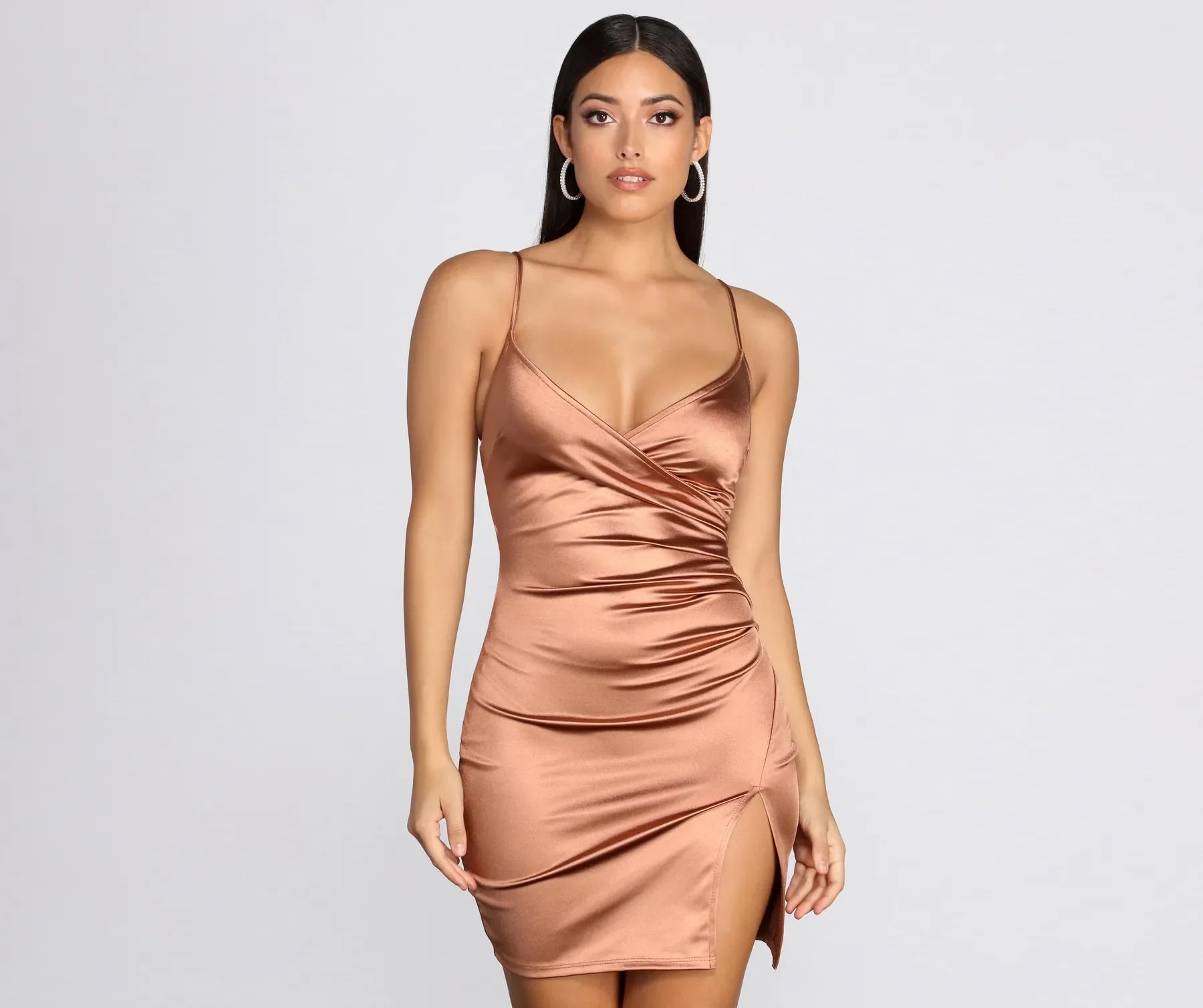 romantic Mimi dresses for datesGlamorous Diva Satin Mini Dress