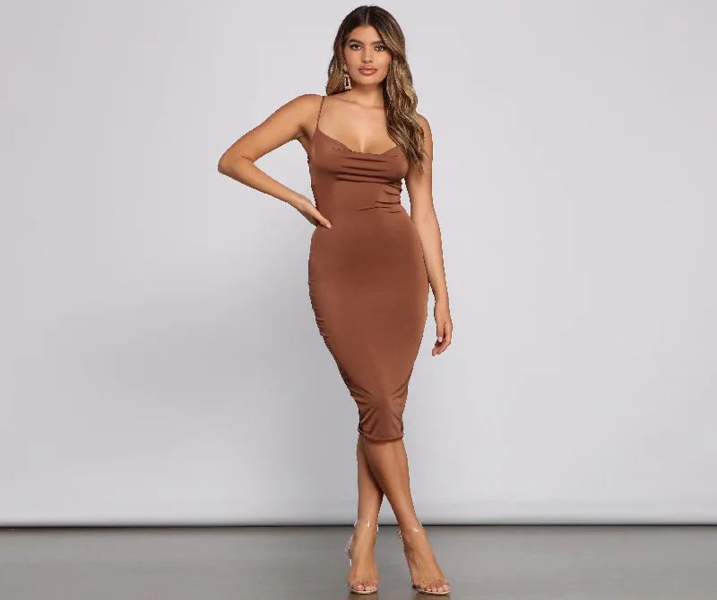 midi dresses for weddingsThe Luxe Level Charming Sleeveless Midi Dress