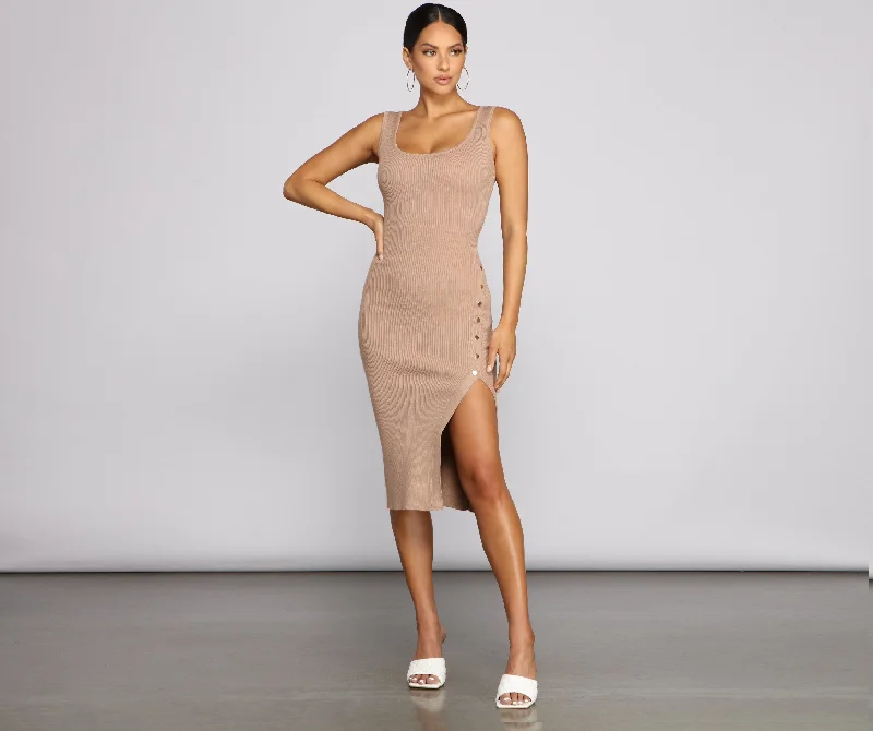 midi dresses for springThe One Ribbed Charming Knit Midi Dress