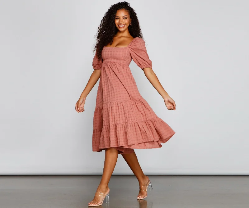 long-sleeved midi dressesSweet Beauty Stylish A-Line Midi Dress