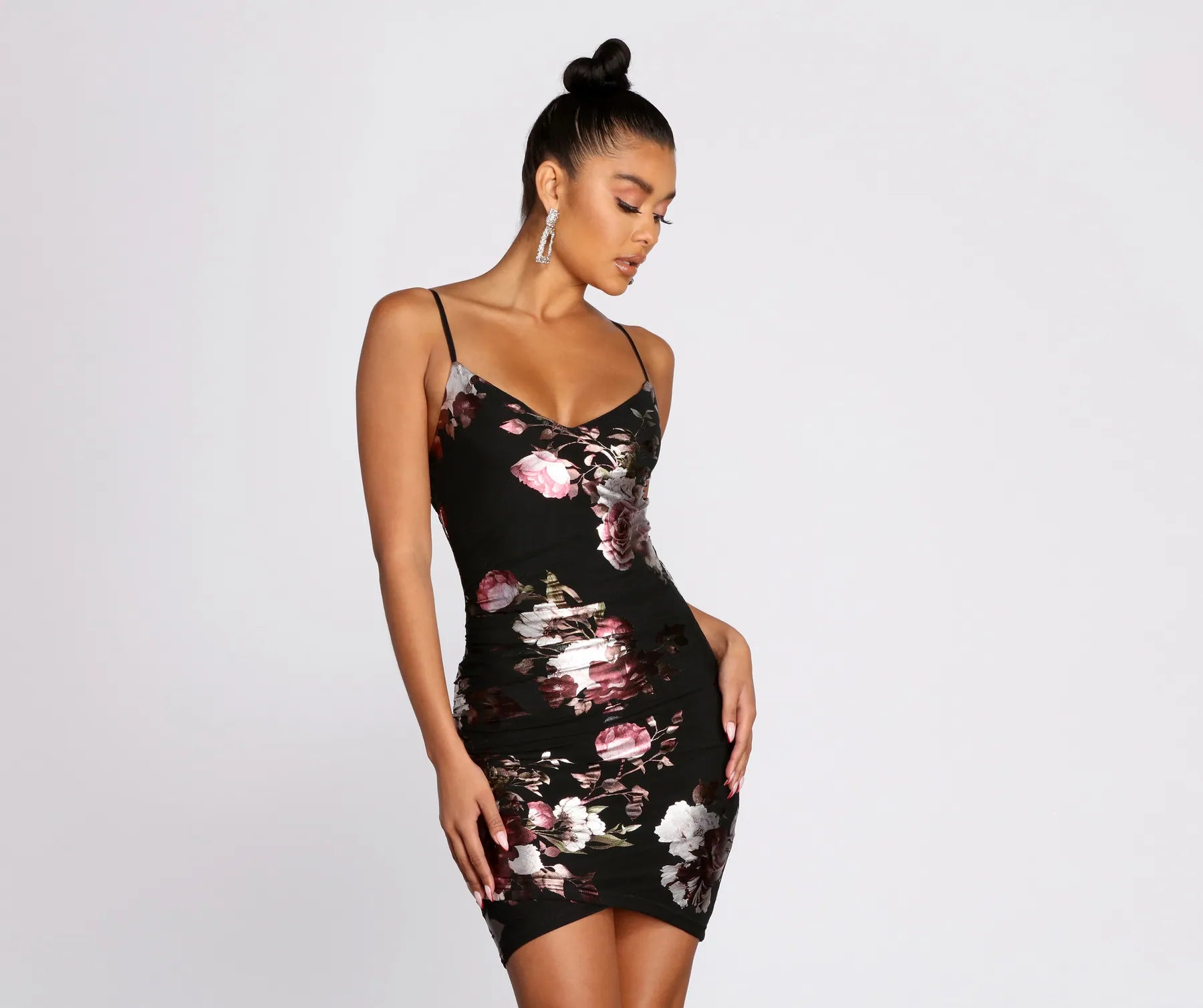 size-inclusive Mimi dresses for all body typesTempted Foiled Floral Mini Dress