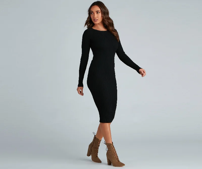 midi sheath dressesChic Twist Long Charming Sleeve Midi Dress