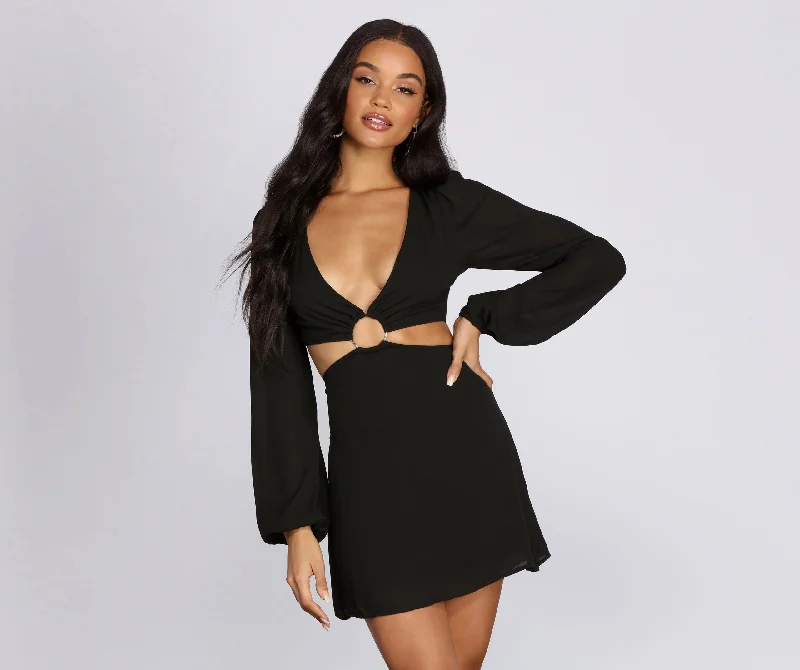 affordable and stylish Mimi dresses for budget-conscious shoppersO-Ring Waist Cut Out Mini Dress