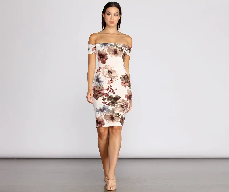 chic midi dressesPainted In Stylish Florals Midi Dress