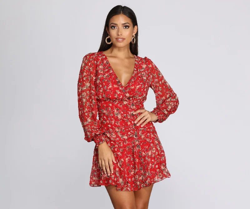 cute and flirty Mimi dresses for a playful touchFlowy Floral Mini Dress