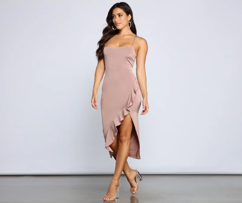 off-the-shoulder midi dressesCity Chic Stylish Ruffled Midi Dress