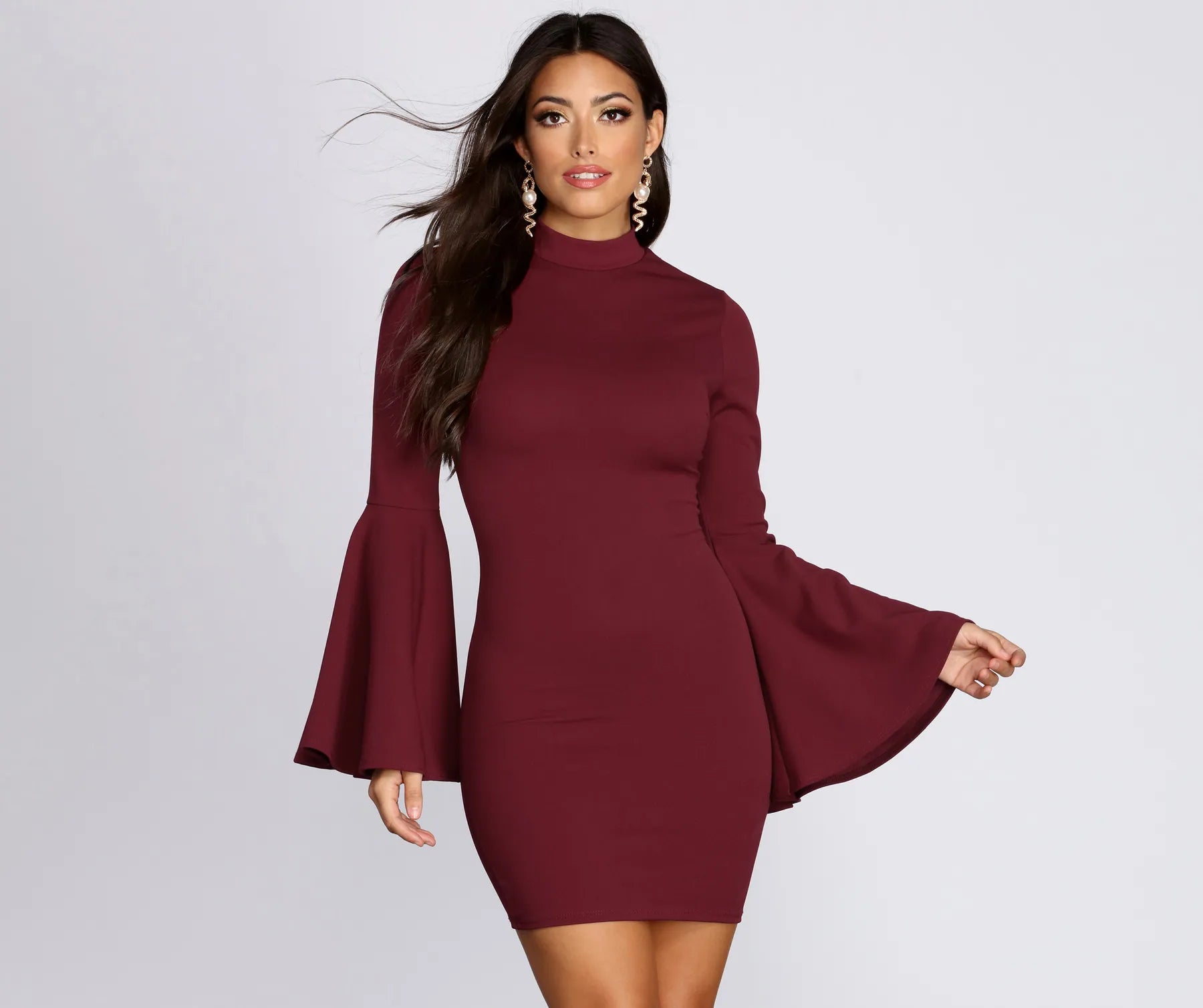 classic Mimi dresses 2023Bell Sleeve Mini Dress