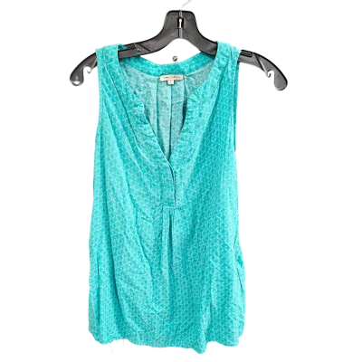 women's tops with geometric patternsBlue Top Sleeveless Anne Carson, Size L