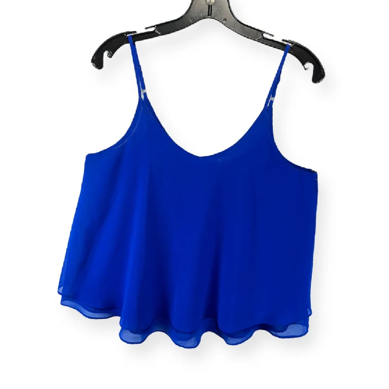 women's tops with ruffled hemsBlue Top Sleeveless Blu Pepper, Size L