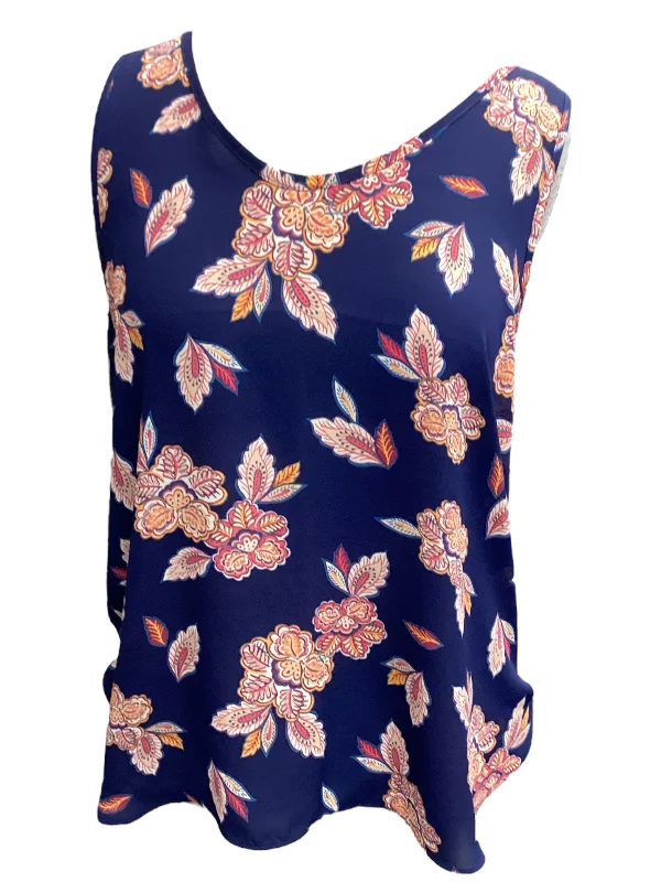 women's tops for those who love to dress up their casual looks with stylish topsBlue Top Sleeveless Loft, Size S