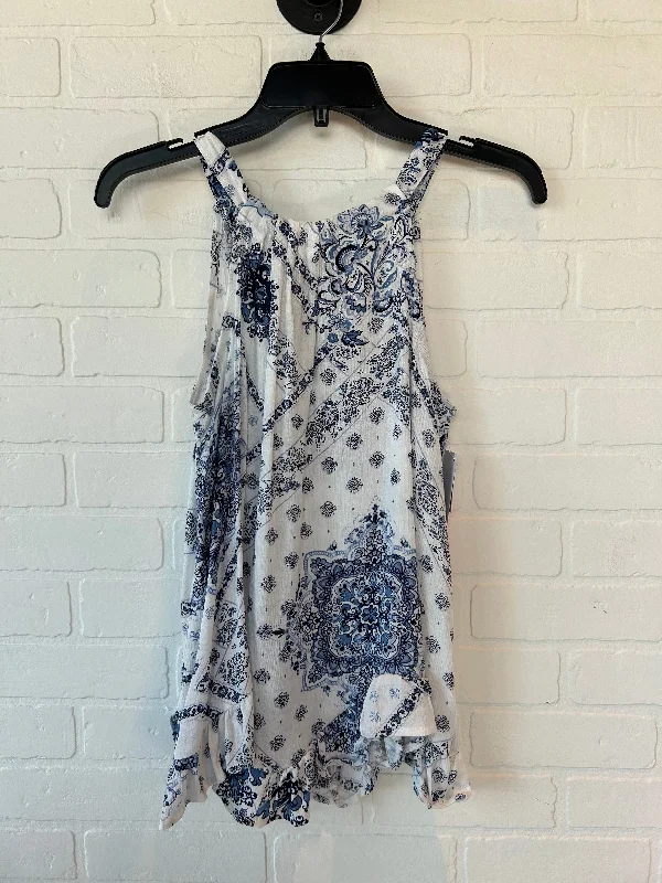 women's tops for relaxed weekendsBlue & White Top Sleeveless Maurices, Size S