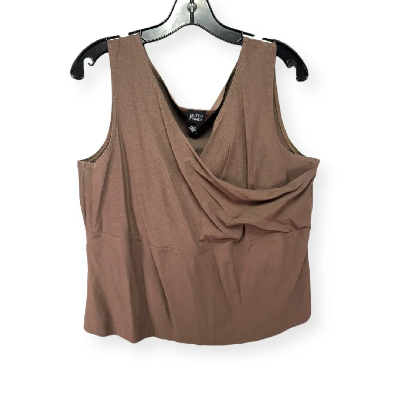 women's tops for those who want to add a pop of color to their outfitsBrown Top Sleeveless Eileen Fisher, Size Xl