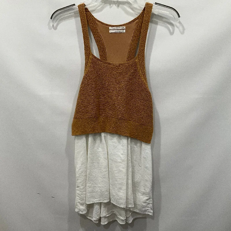 women's tops for cozy nights inBrown & White Top Sleeveless Anthropologie, Size S