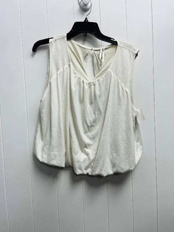 women's tops with beading accentsCream Top Sleeveless Anthropologie, Size L