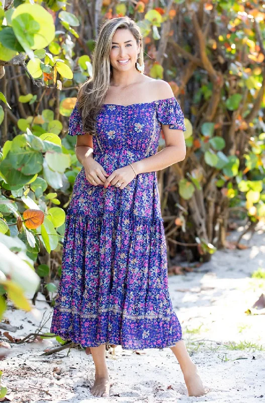 women's glam dressesLuna Dress / Indigo Wildflower