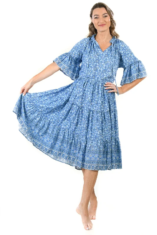 women's wrinkle-resistant dressesAyanna Dress Long / Dockside Blue