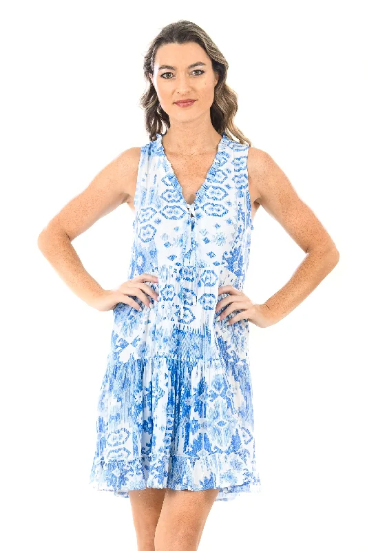 women's maximalist dressesKaia Dress Short / Periwinkle Ikat