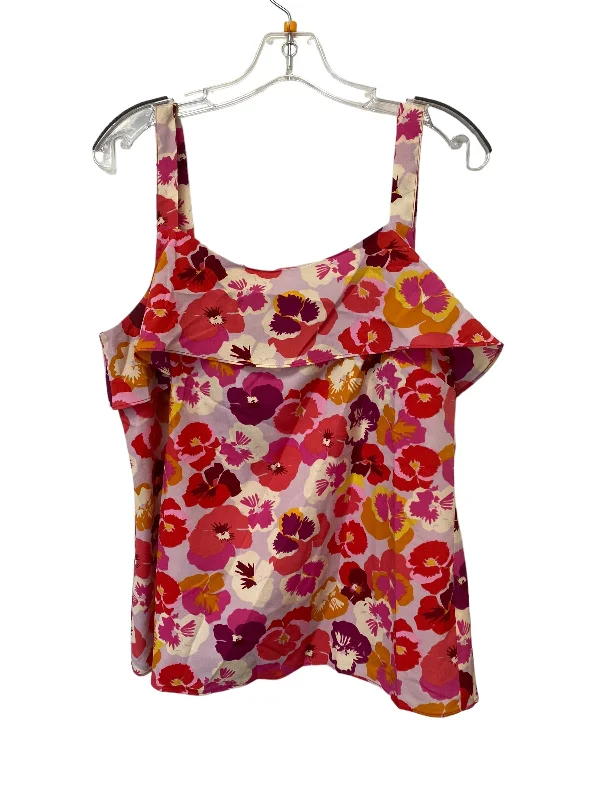 satin women's topsFloral Print Top Sleeveless Cabi, Size M