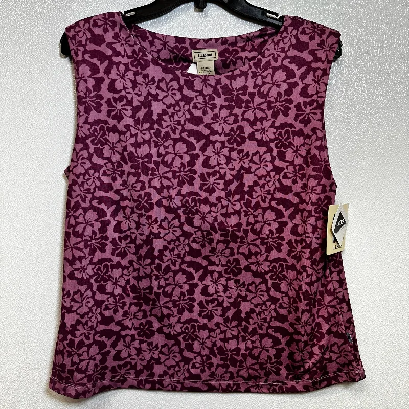 women's tops with ruffled hemsFloral Top Sleeveless Ll Bean, Size Xl