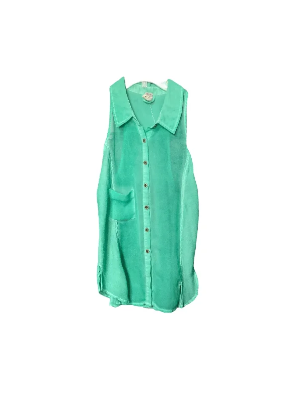 women's tops with lace-up frontsGreen Top Sleeveless Free People, Size Xs